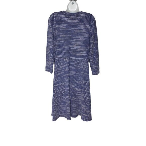 Ann Taylor LOFT Womens A Line Dress Blue Space Dye Scoop Neck Long Sleeve XL New - Picture 2 of 6